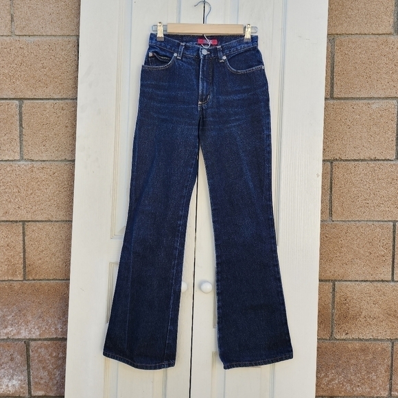 Eunina Preshrunk Mid-rise Flare Boot Cut Jeans in Dark Wash size 3 USA Made - Picture 1 of 6